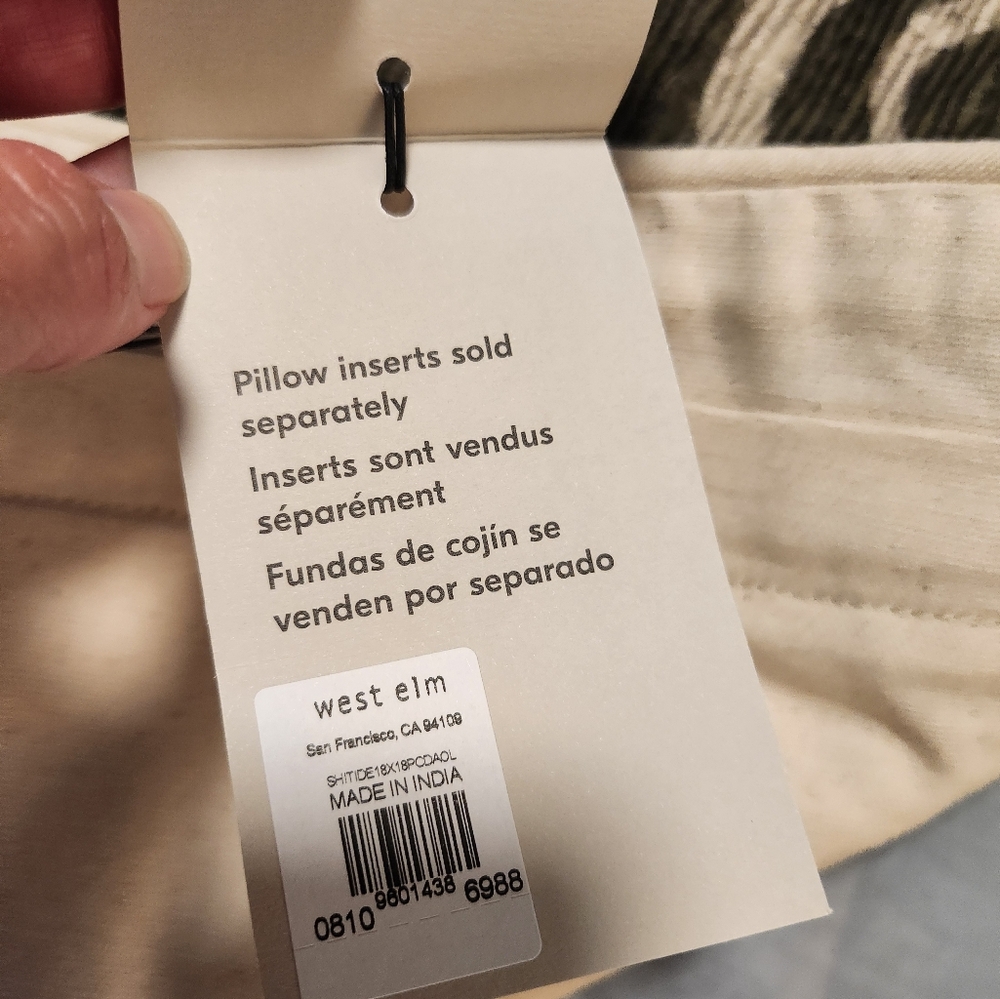 West Elm Shifting Tides Accent Pillow in Olive and Cream - Picture 7 of 7